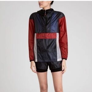 Perfect Moment Colorblock Windbreaker Jacket L Red Navy White Hooded Ski Style
